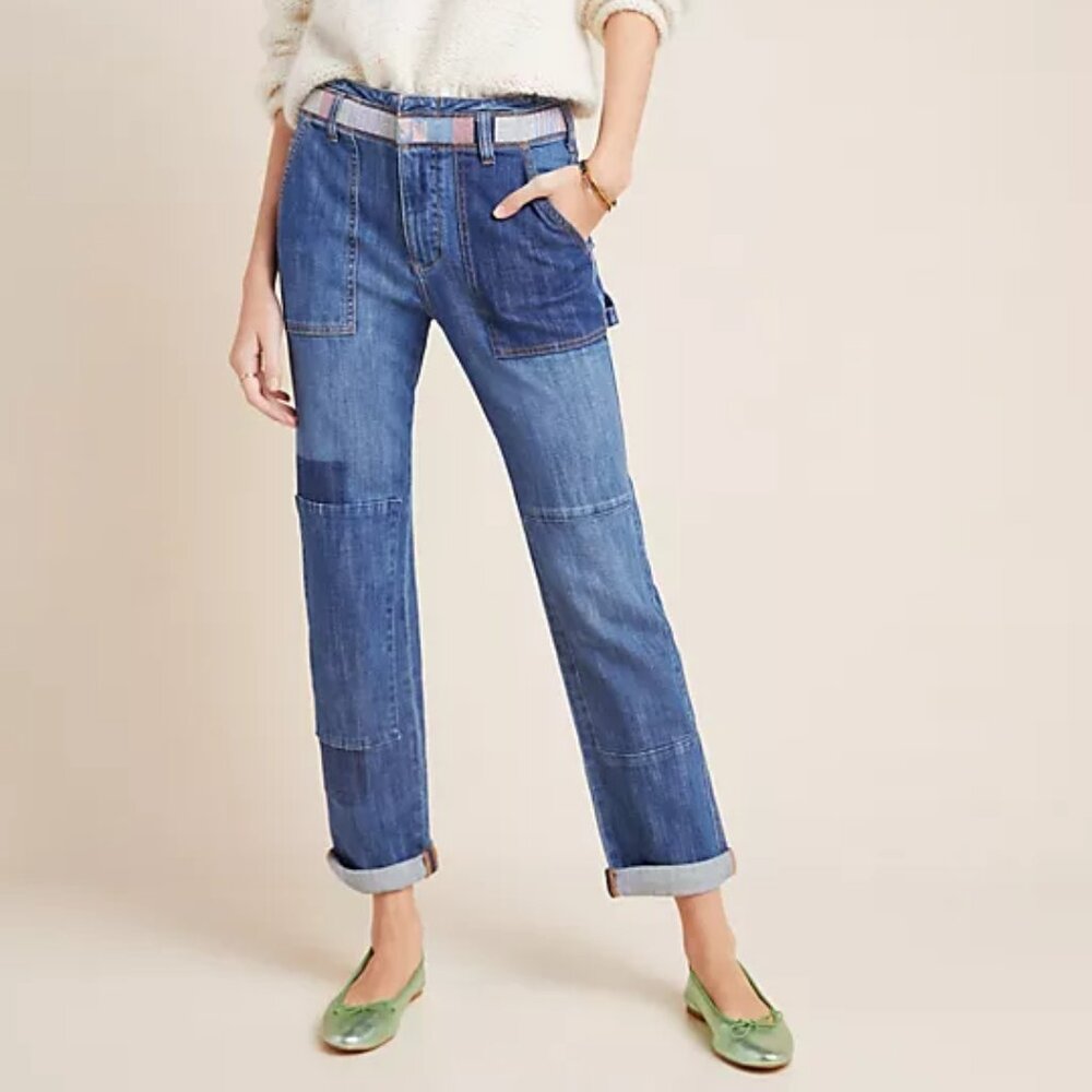 ANTHRO PILCRO HIGH-RISE PATCHWORK SLIM BOYFRIEND JEANS - Size 28 - Like New